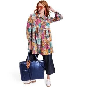 M 🔖 KIKA VARGAS x Target Women's Anemone Floral Mini Dress Pink Blue Gold